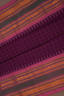 Image of Gadwal Silk Kattam Purple Saree