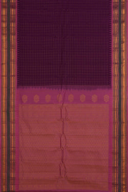 Image of Gadwal Silk Kattam Purple Saree