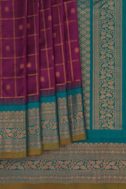 Image of Gadwal Sico Kattam Purple Saree