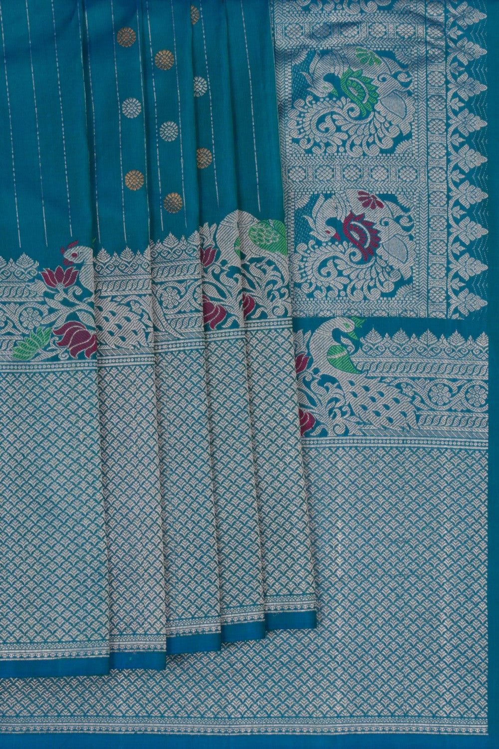 Image of Gadwal Silk Blue Saree