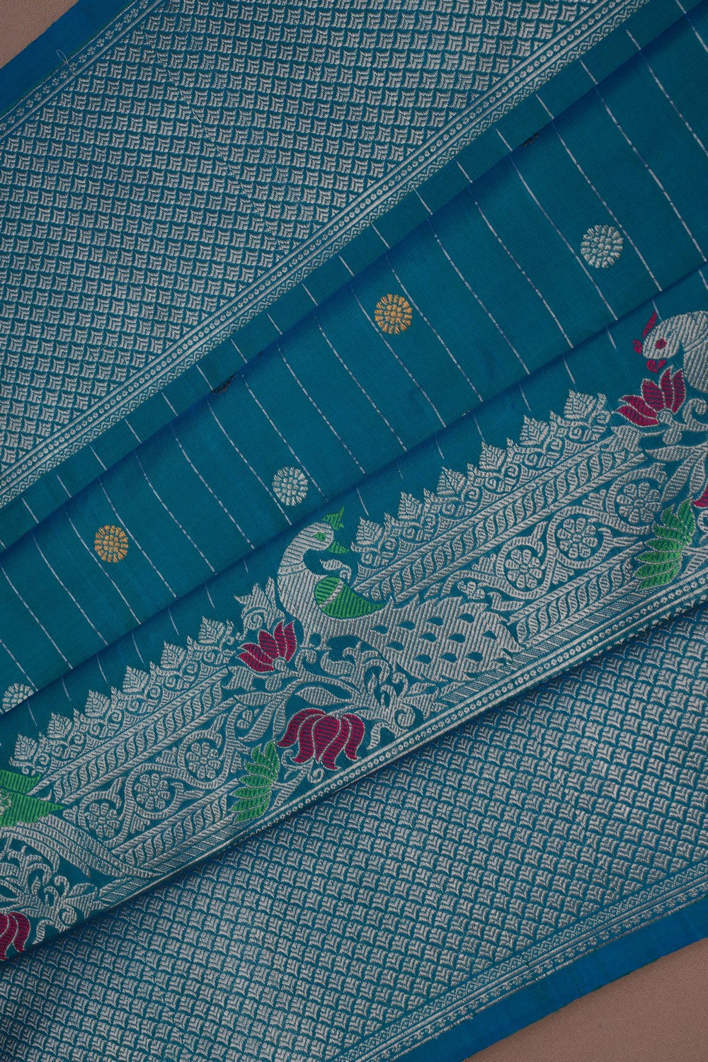 Image of Gadwal Silk Blue Saree