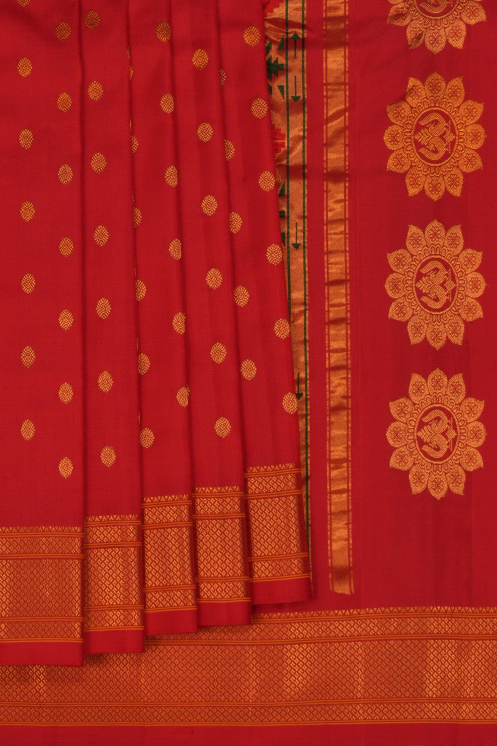 Image of Gadwal Silk Red Saree