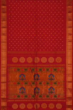 Image of Gadwal Silk Red Saree