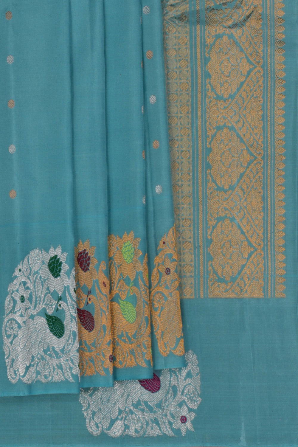 Image of Gadwal Silk Ice Blue Saree