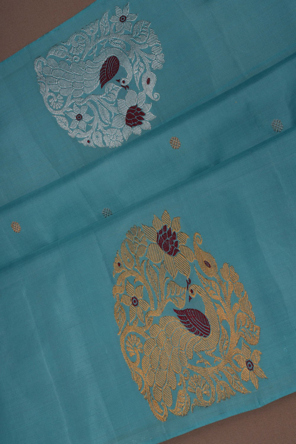 Image of Gadwal Silk Ice Blue Saree