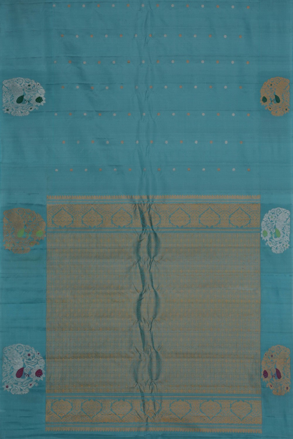 Image of Gadwal Silk Ice Blue Saree