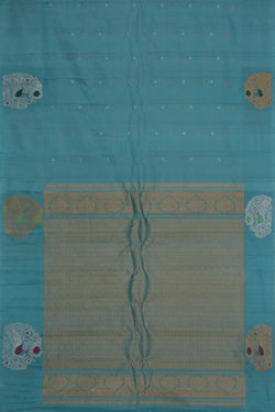 Image of Gadwal Silk Ice Blue Saree