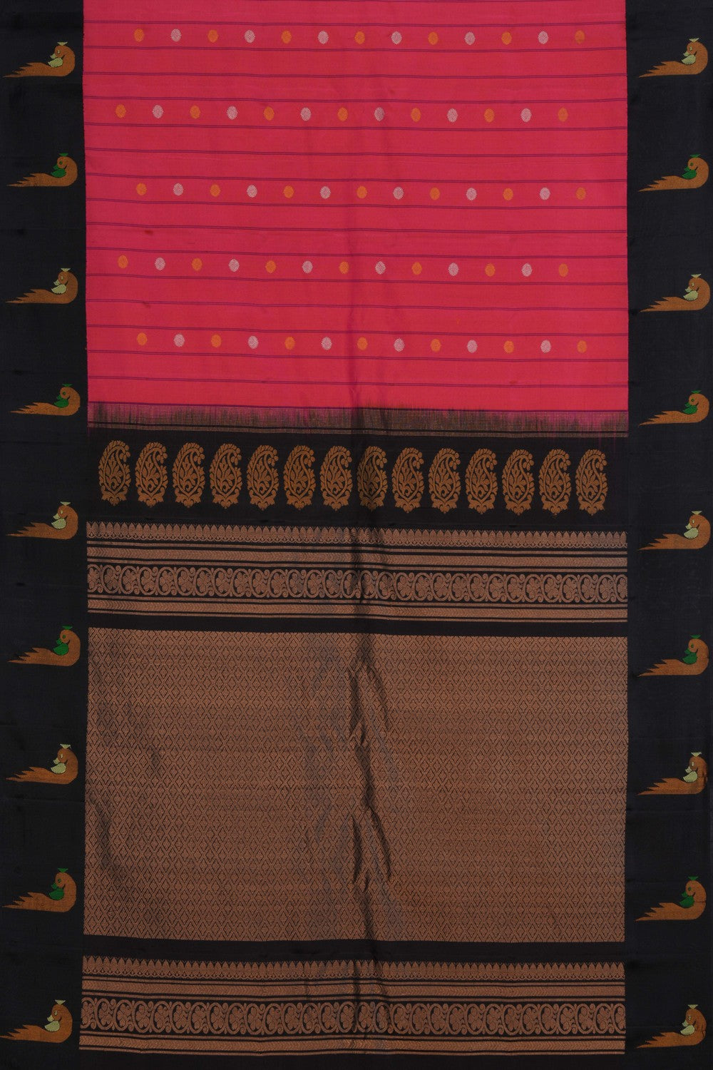 Image of Gadwal Silk Fuchsia Pink Saree