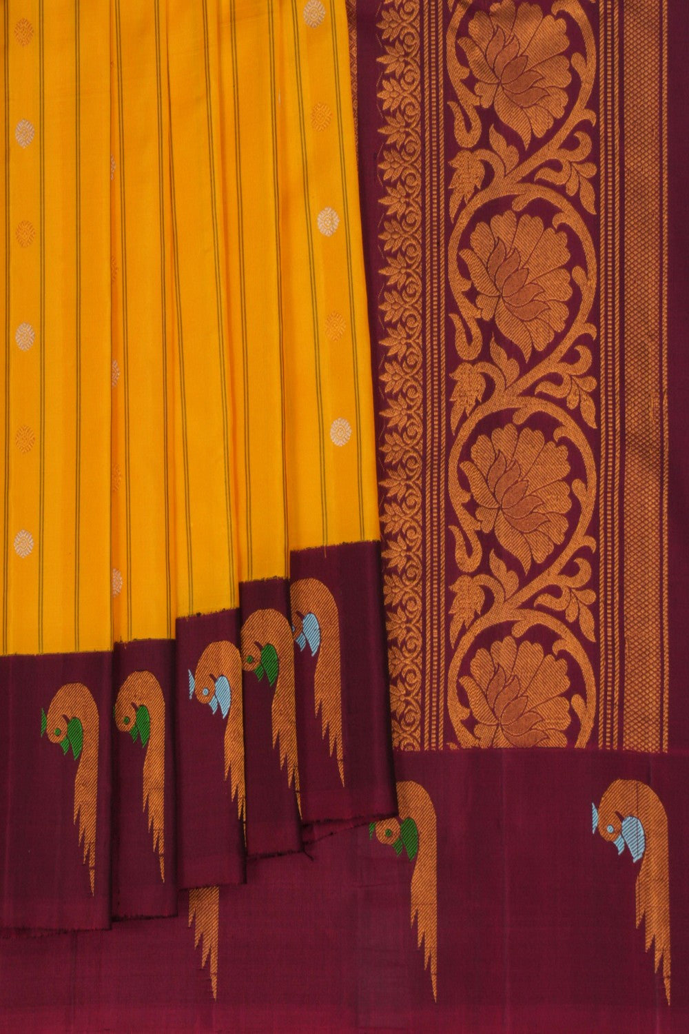 Image of Gadwal Silk Yellow Saree