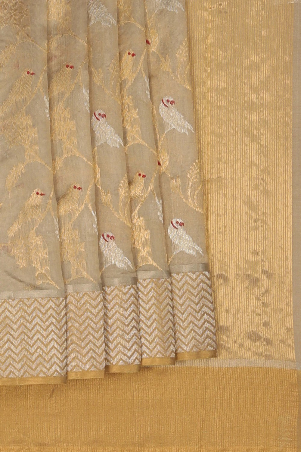 Beige Chanderi Saree