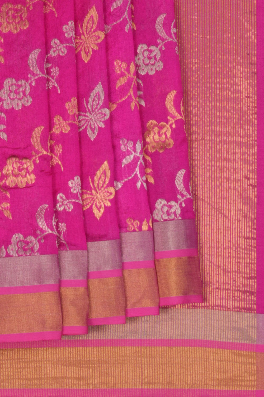 Image of A Vibrant Rani Pink Chanderi Saree