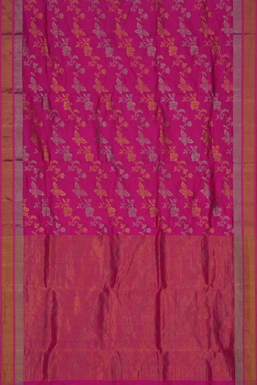 A Vibrant Rani Pink Chanderi Saree