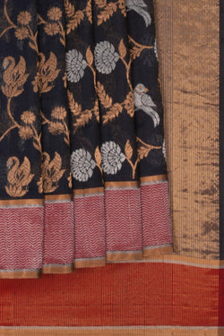 Image of Navy Blue Chanderi Saree