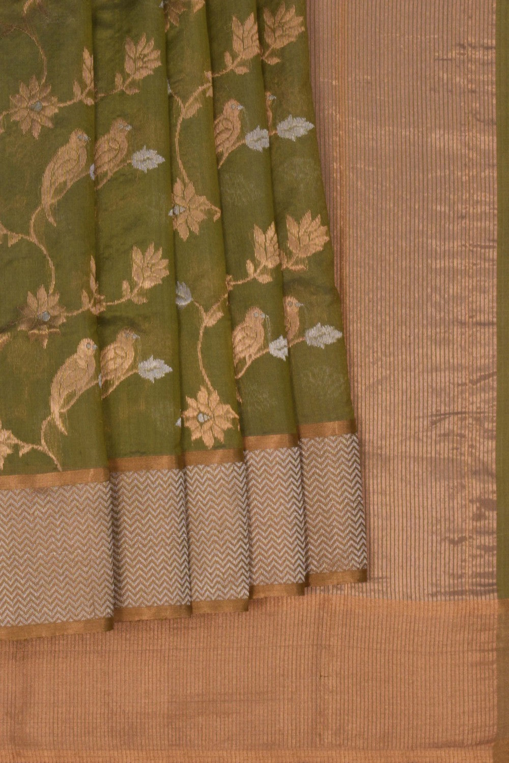 Image of Moss Green Chanderi Saree
