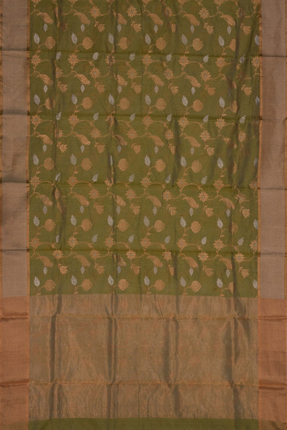 Image of Moss Green Chanderi Saree