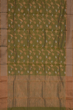 Image of Moss Green Chanderi Saree