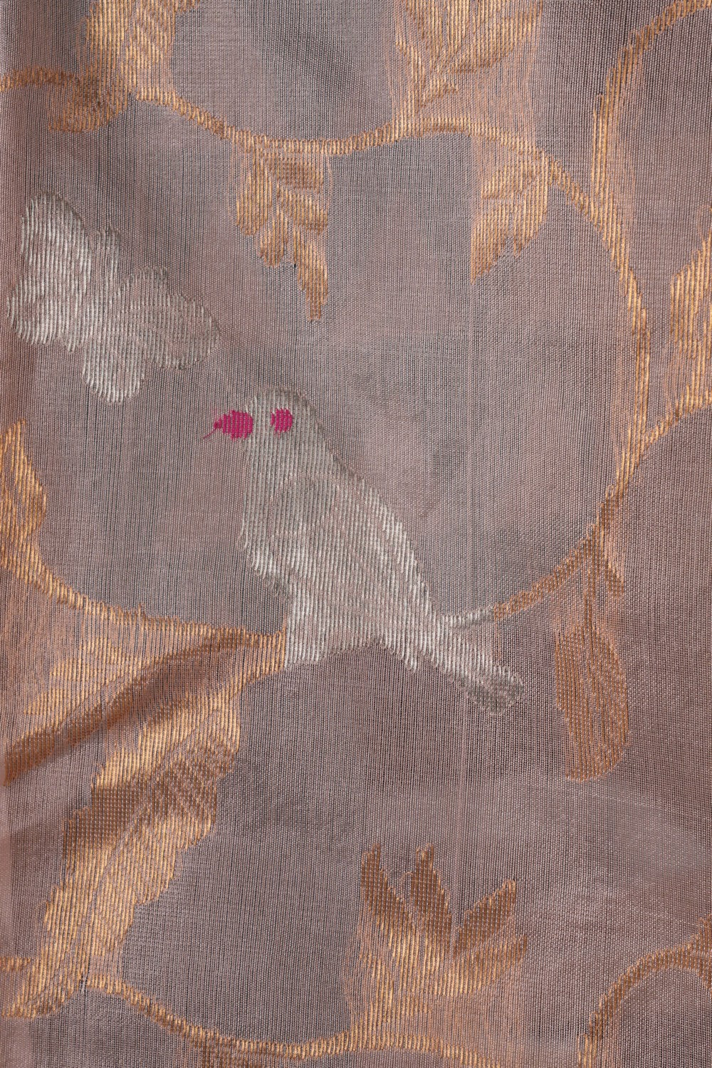 Image of Peach Floral Vines Chanderi Saree