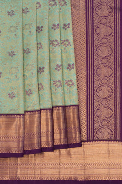Image of Kanchipattu Brocade Turquoise Green Saree