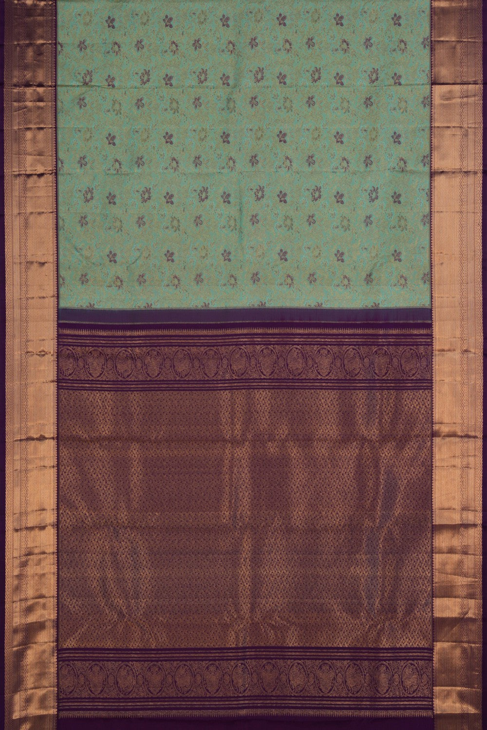 Kanchipattu Brocade Turquoise Green Saree