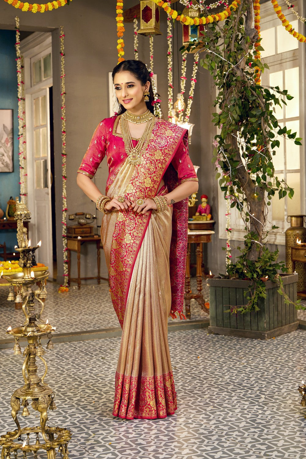 Image of Kanchipattu Brocade Gold Saree
