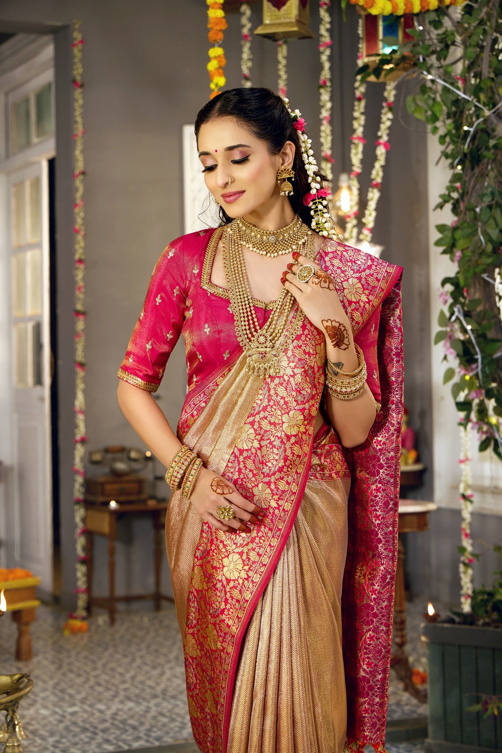 Image of Kanchipattu Brocade Gold Saree