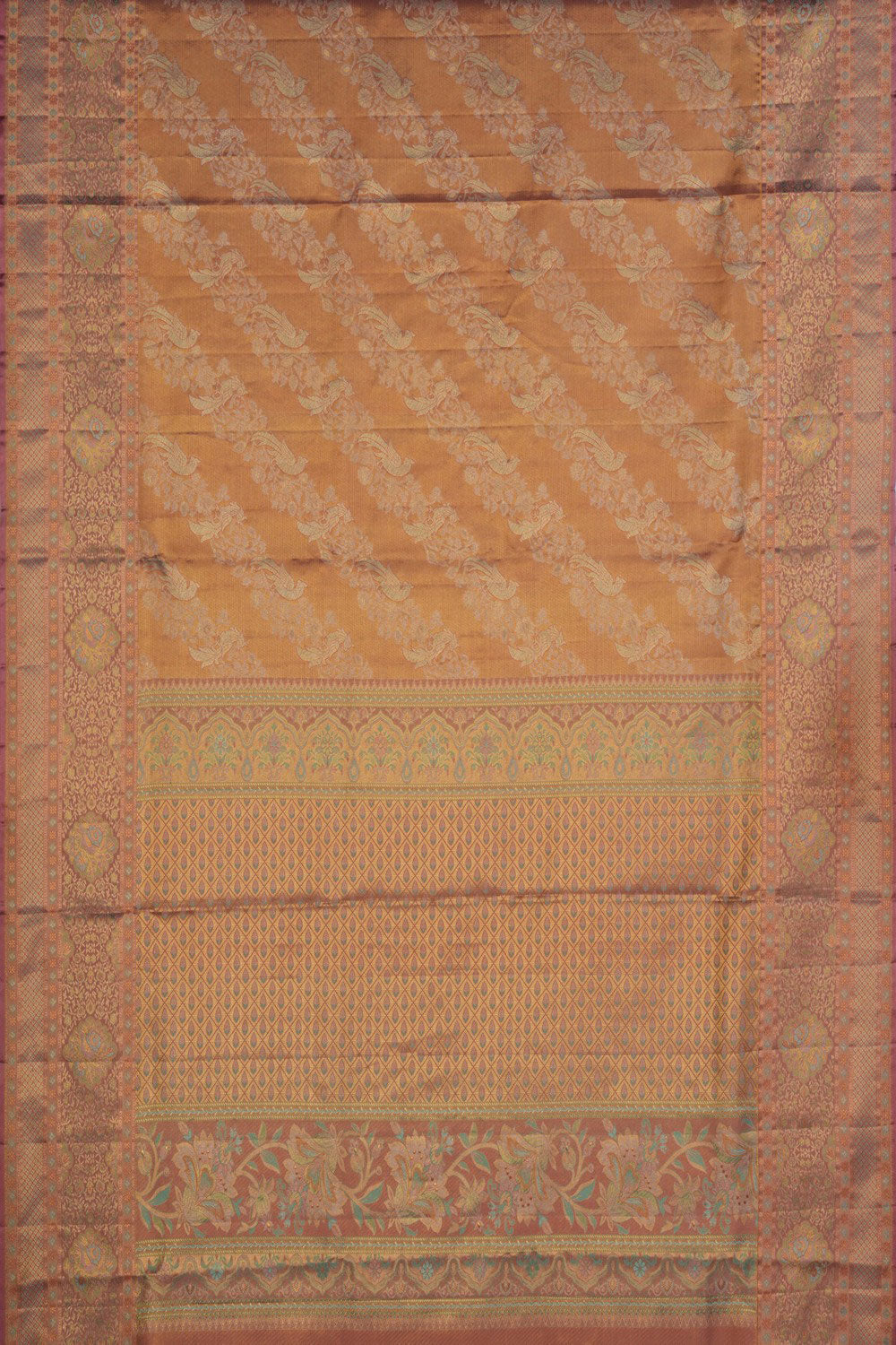 Kanchipattu Tissue Brocade Peach Saree