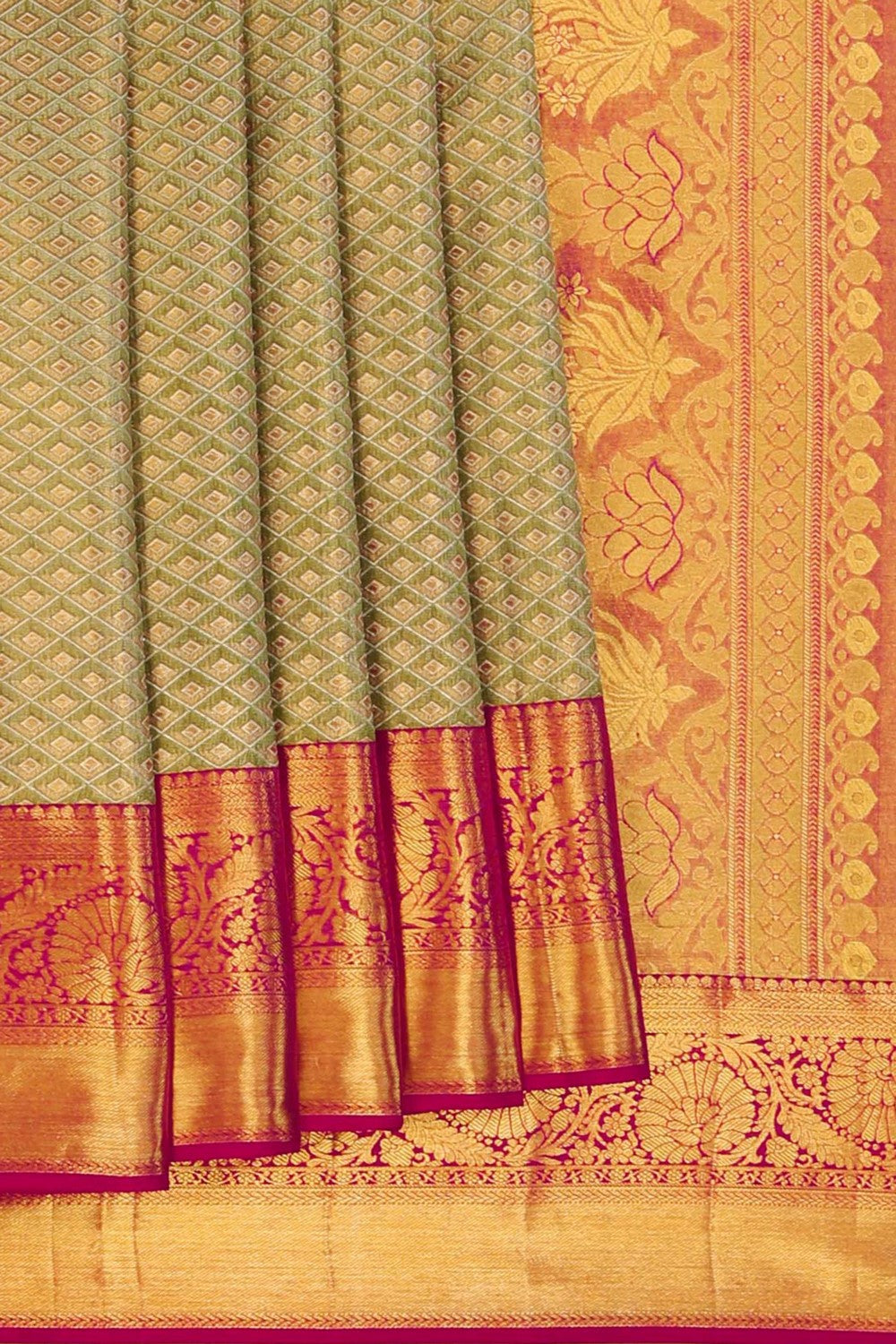Kanchipattu Tissue Brocade Green Saree