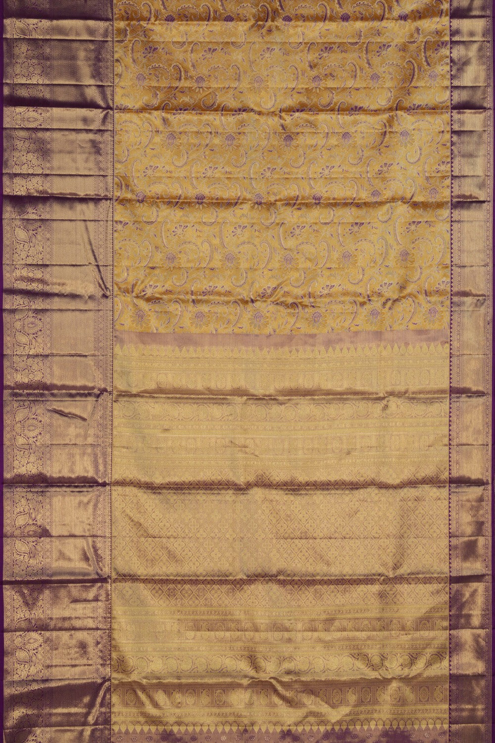Kanchipattu Tissue Brocade Mustard Saree