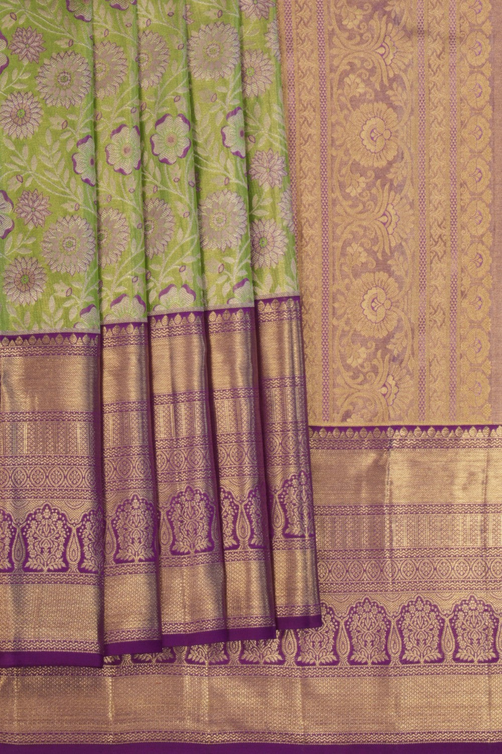Kanchipattu Tissue Brocade Green Saree