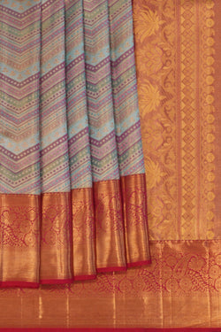 Image of Kanchipattu Tissue Brocade Chevron Pattern Saree