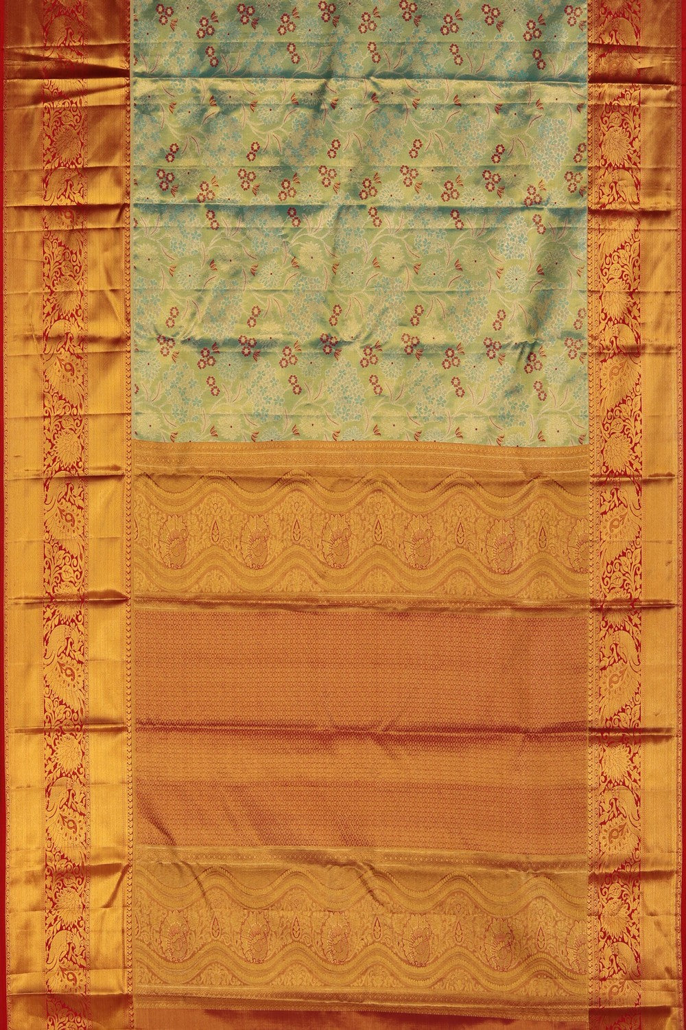Image of Kanchipattu Tissue Brocade Aqua Green Saree