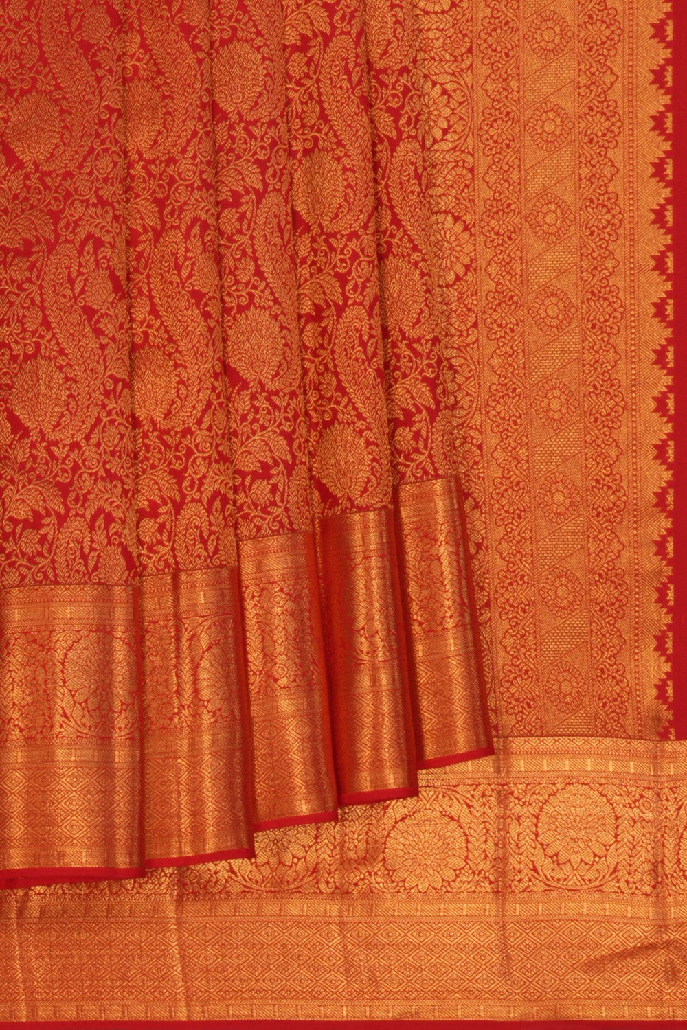 Kanchipattu Tissue Brocade Red Saree