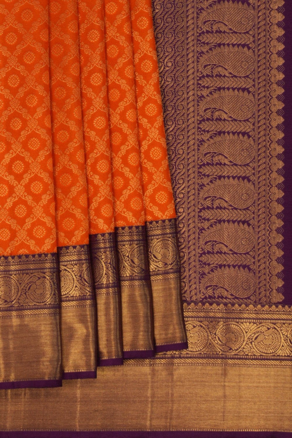 Orange Brocade Kanchipattu Saree