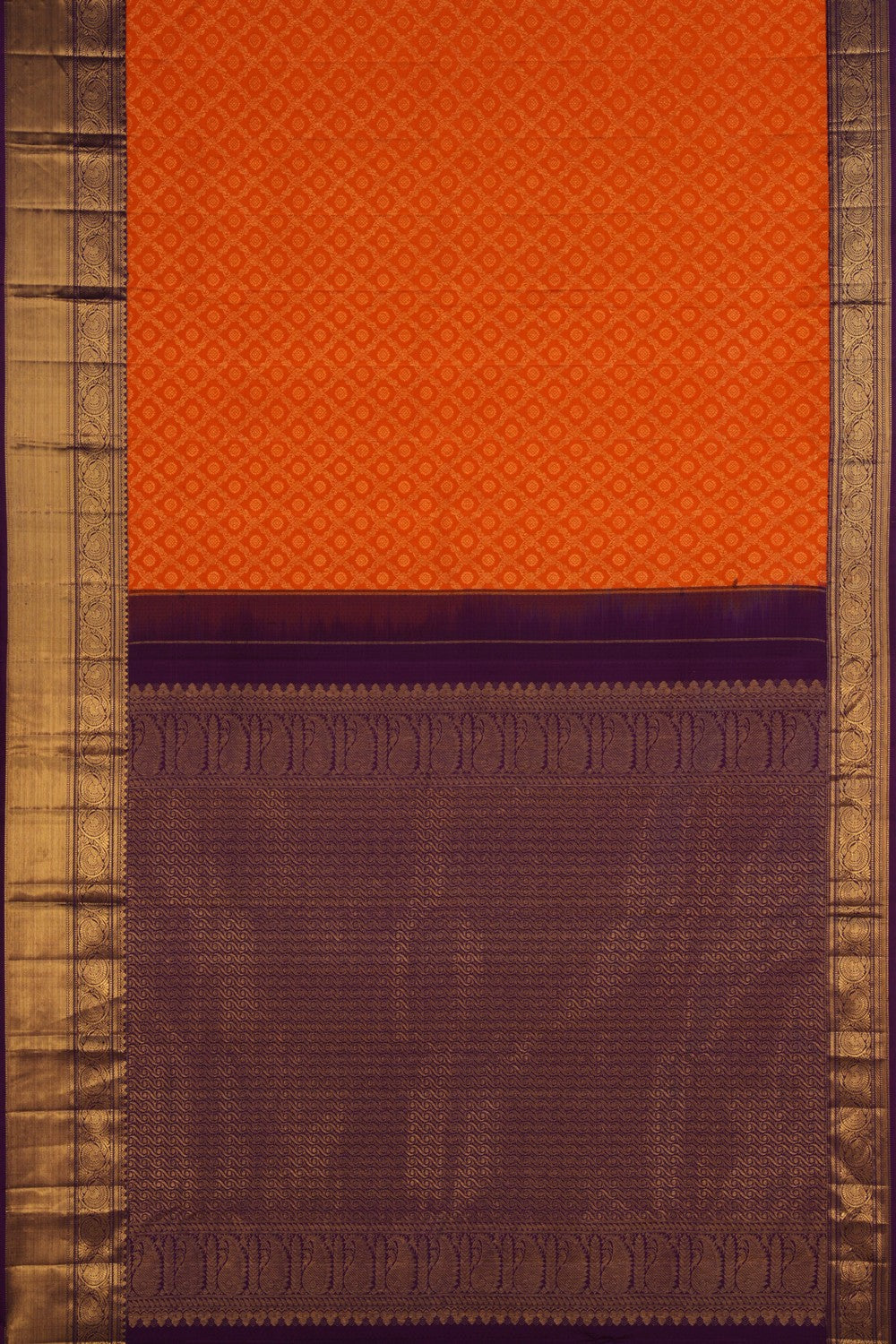 Orange Brocade Kanchipattu Saree