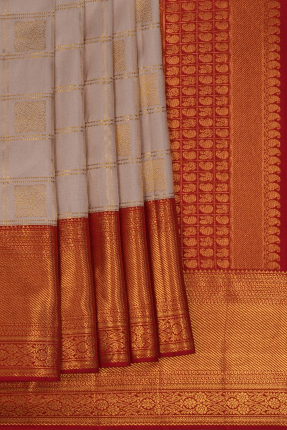 Beige Kattam Kanchipattu Saree