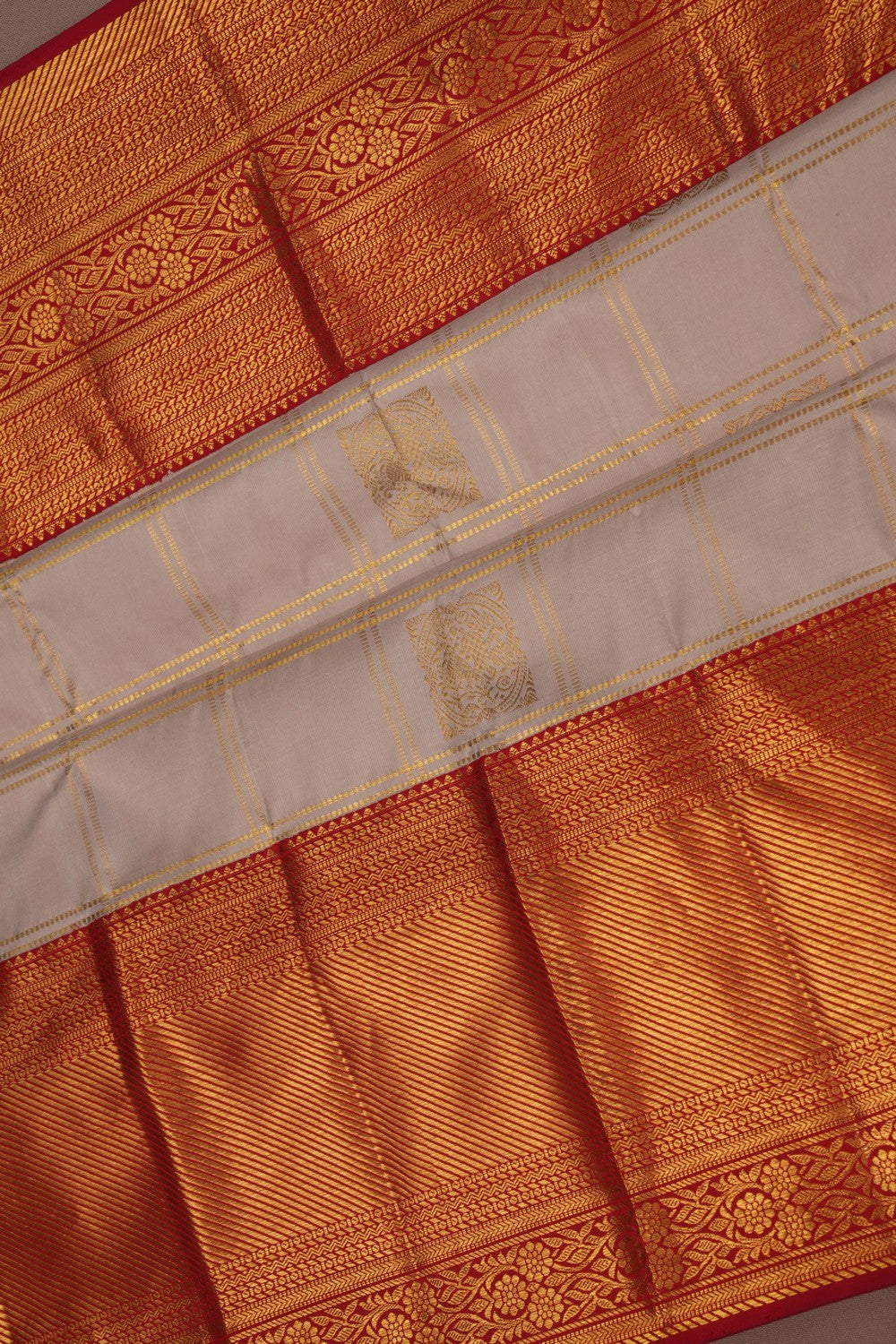 Image of Beige Kattam Kanchipattu Saree