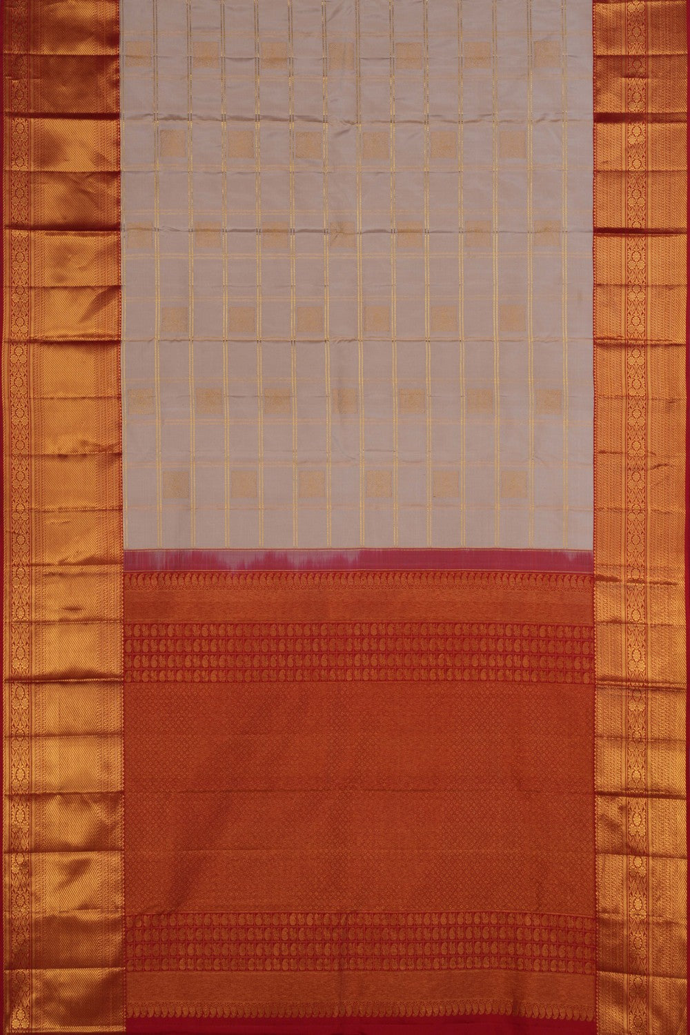 Beige Kattam Kanchipattu Saree