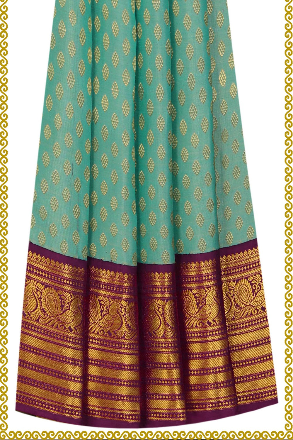 Image of Kanchipattu Pavada Sea Green Unstitched Set