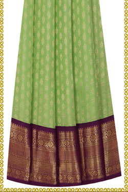 Image of Kanchipattu Pavada Mint Green Unstitched Set