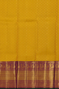 Image of Kanchipattu Pavada Yellow Unstitched Set