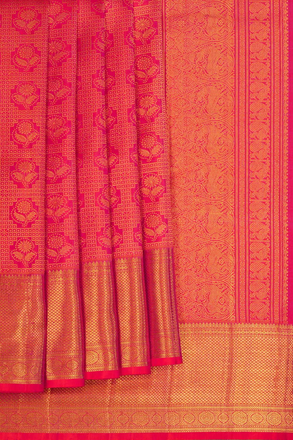 Kanchipattu Brocade Fuchsia Pink Saree