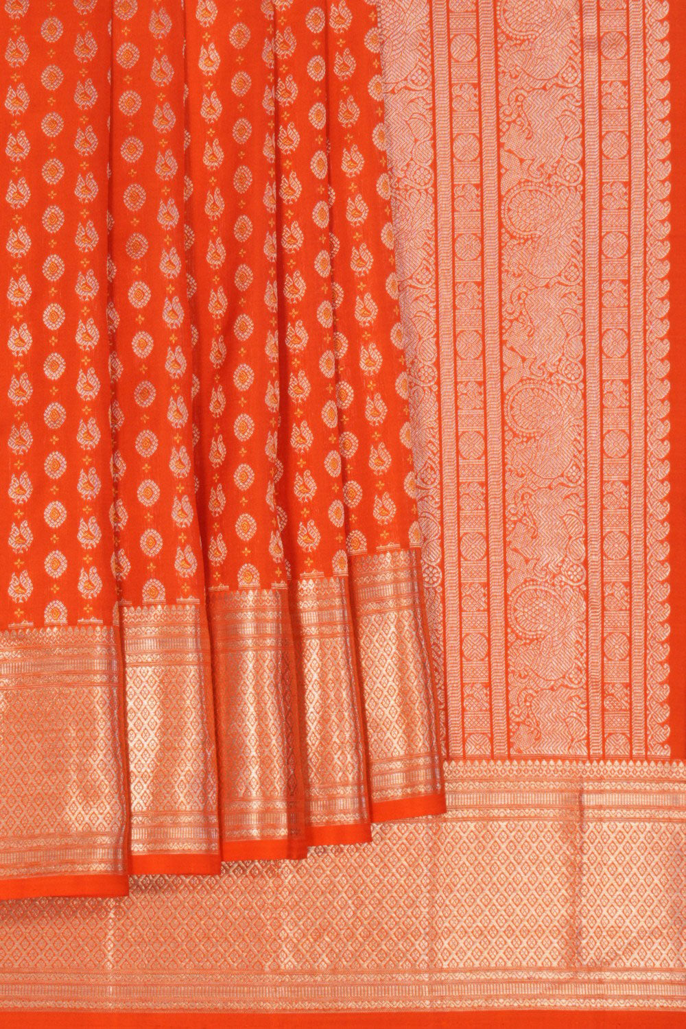 Kanchipattu Brocade Orange Saree