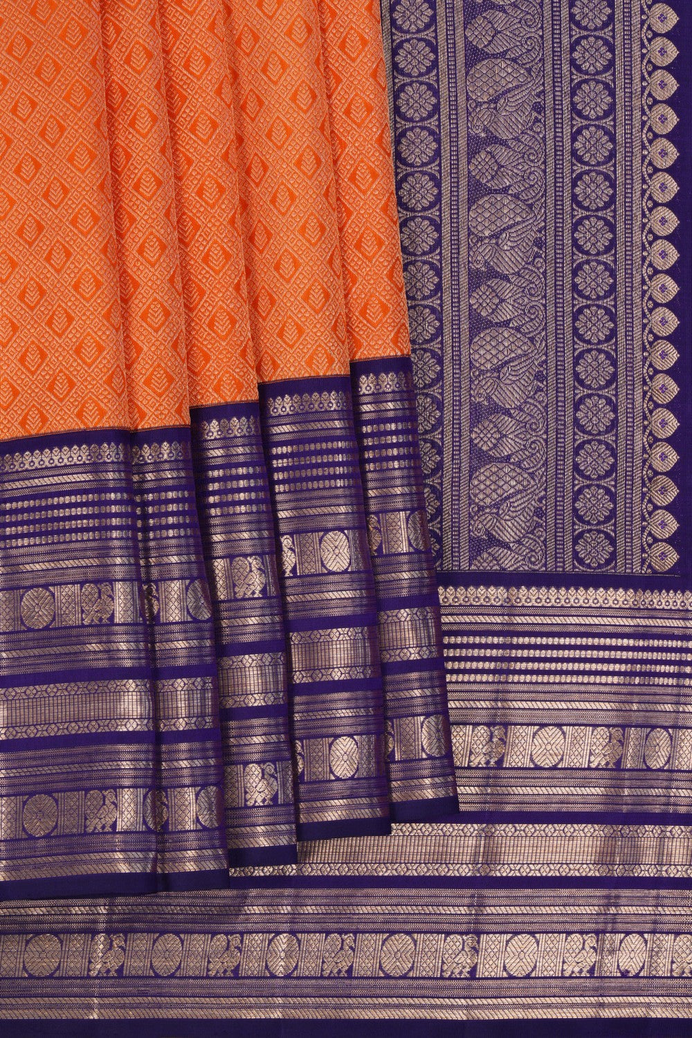 Image of Kanchipattu Brocade Orange Saree