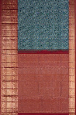Image of Kanchipattu Brocade Teal Blue Saree