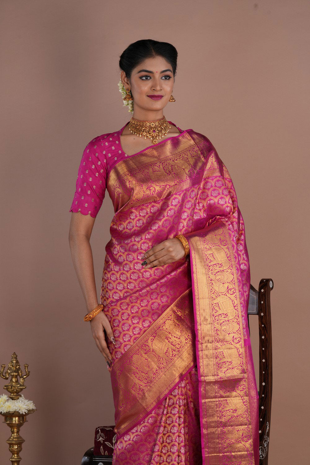 Image of Kanchipattu Brocade Pink Saree
