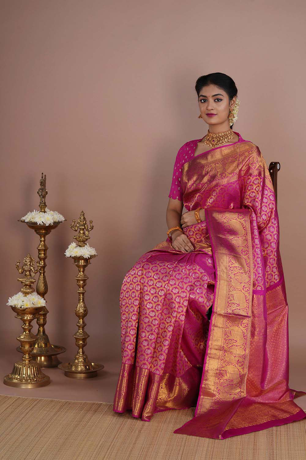 Image of Kanchipattu Brocade Pink Saree
