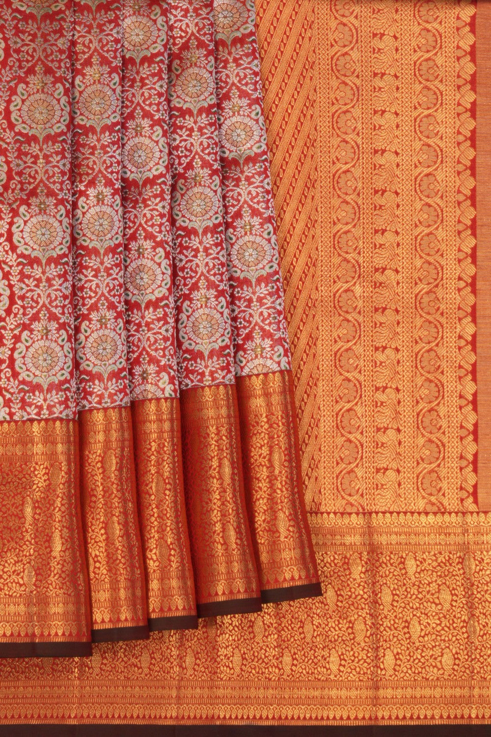 Kanchipattu Tissue Brocade Red Saree