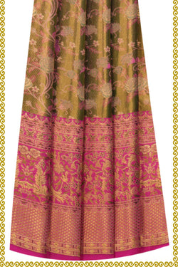 Image of Kanchipattu Pavada Green Unstitched Set