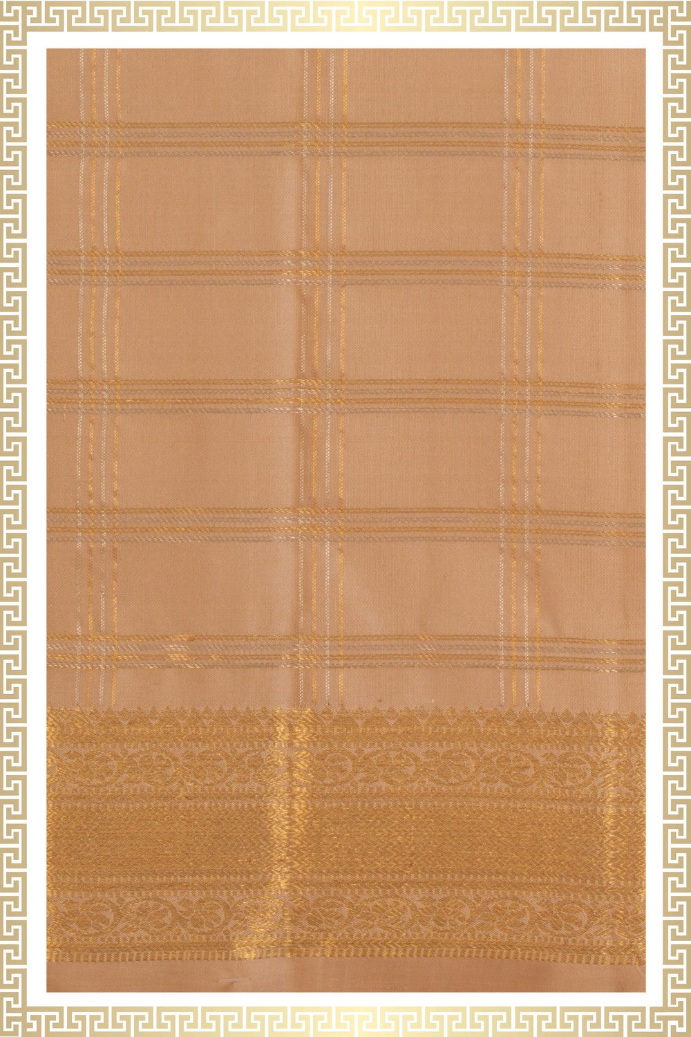 Image of Kanchi Silk Beige Dhoti With Kanduva (8 X 4)