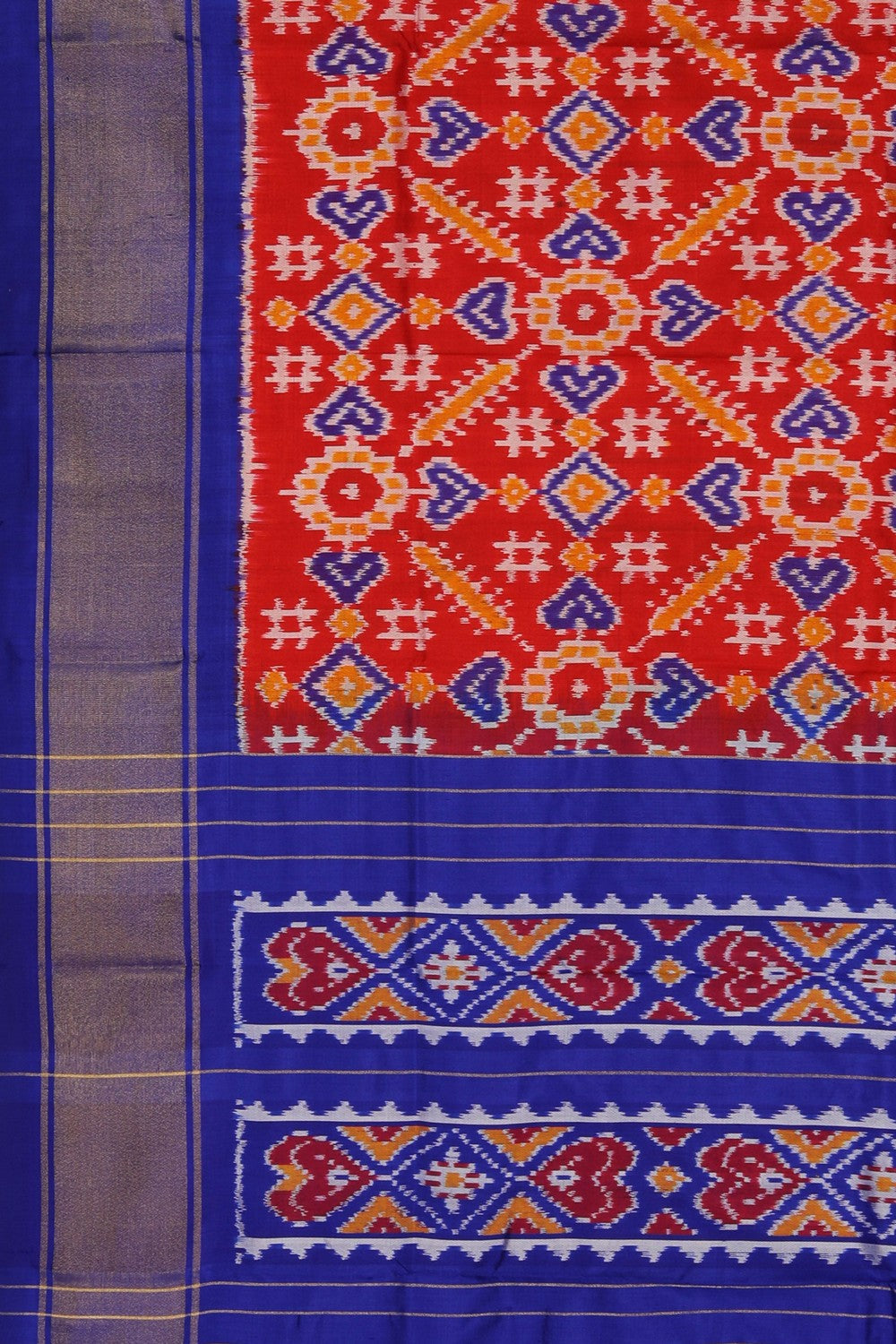 Image of Pochampally Ikat Silk Red Dupatta